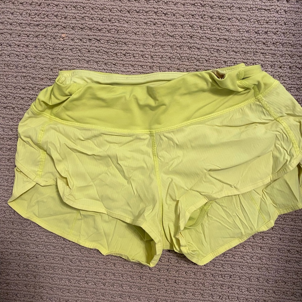 Lululemon bright yellow speed up shorts